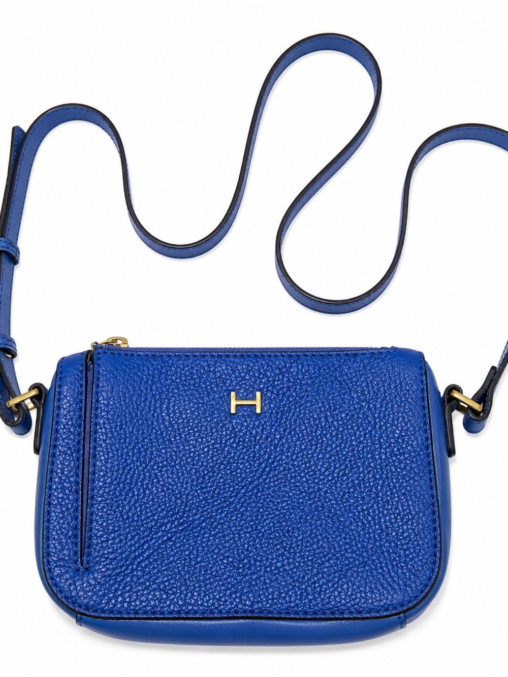 Halston Heritage Blue Pebbled Leather Mini Crossbody Bag Adjustable Strap